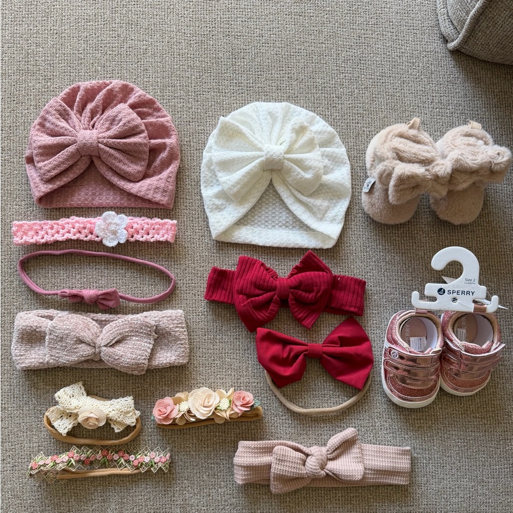 Assorted Baby Headbands and Shoes Set
